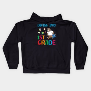 Diving Into 1st Grade Dabbing Sloth Back To School Kids Hoodie